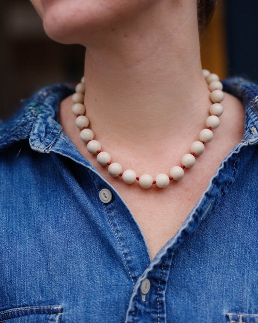 White Natural Stone Beaded Necklace