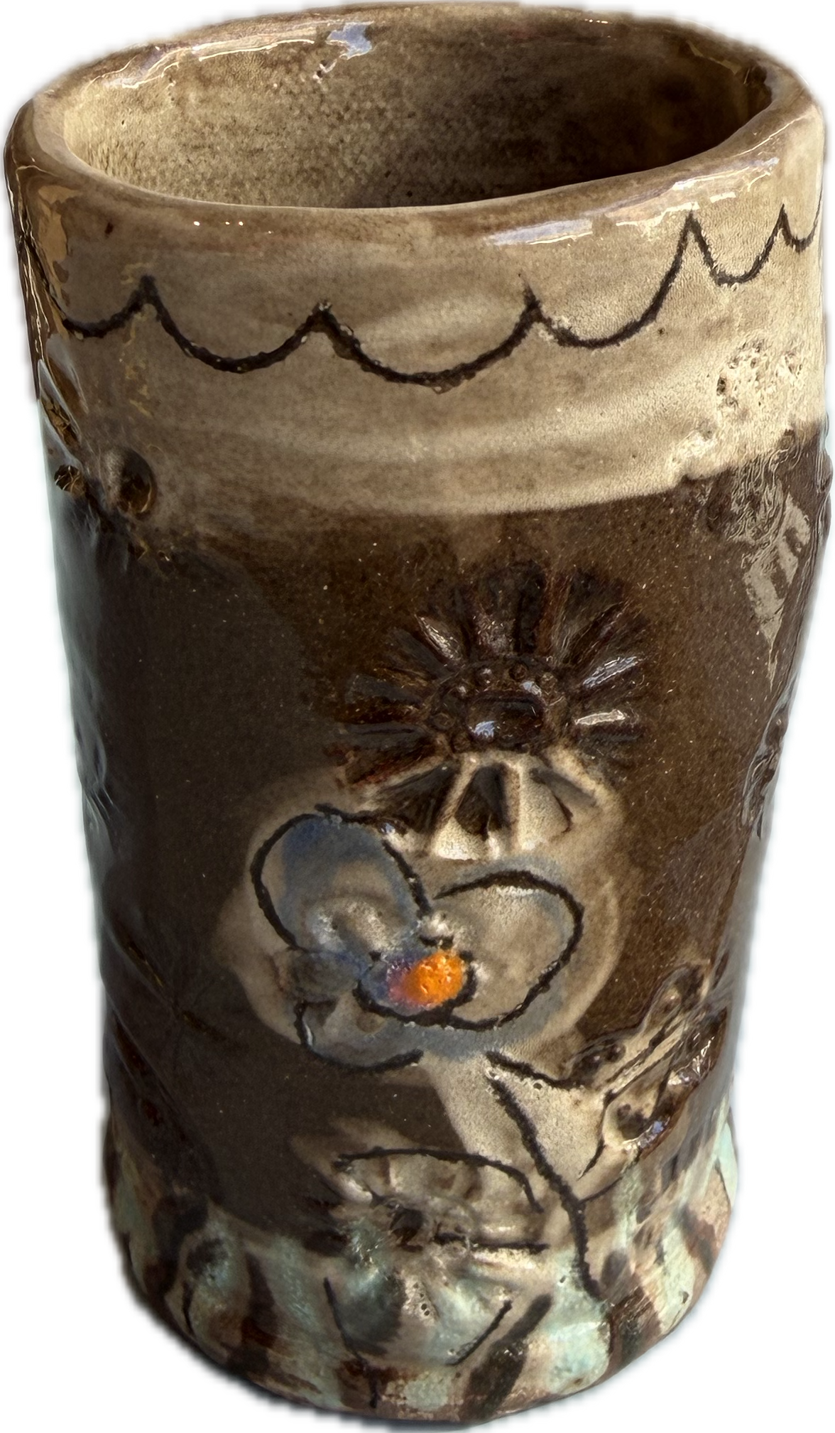 Brown Flower Small Cup