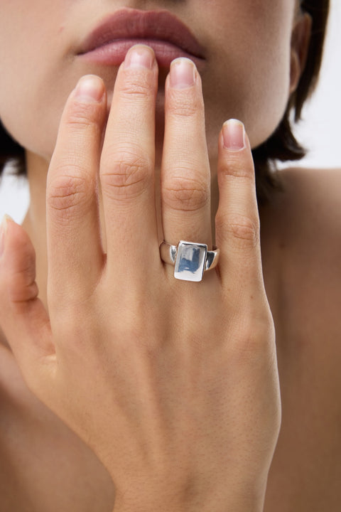 Rectangle Silver Ring