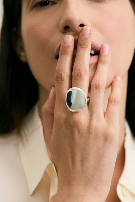 Round Dome Pebble Ring