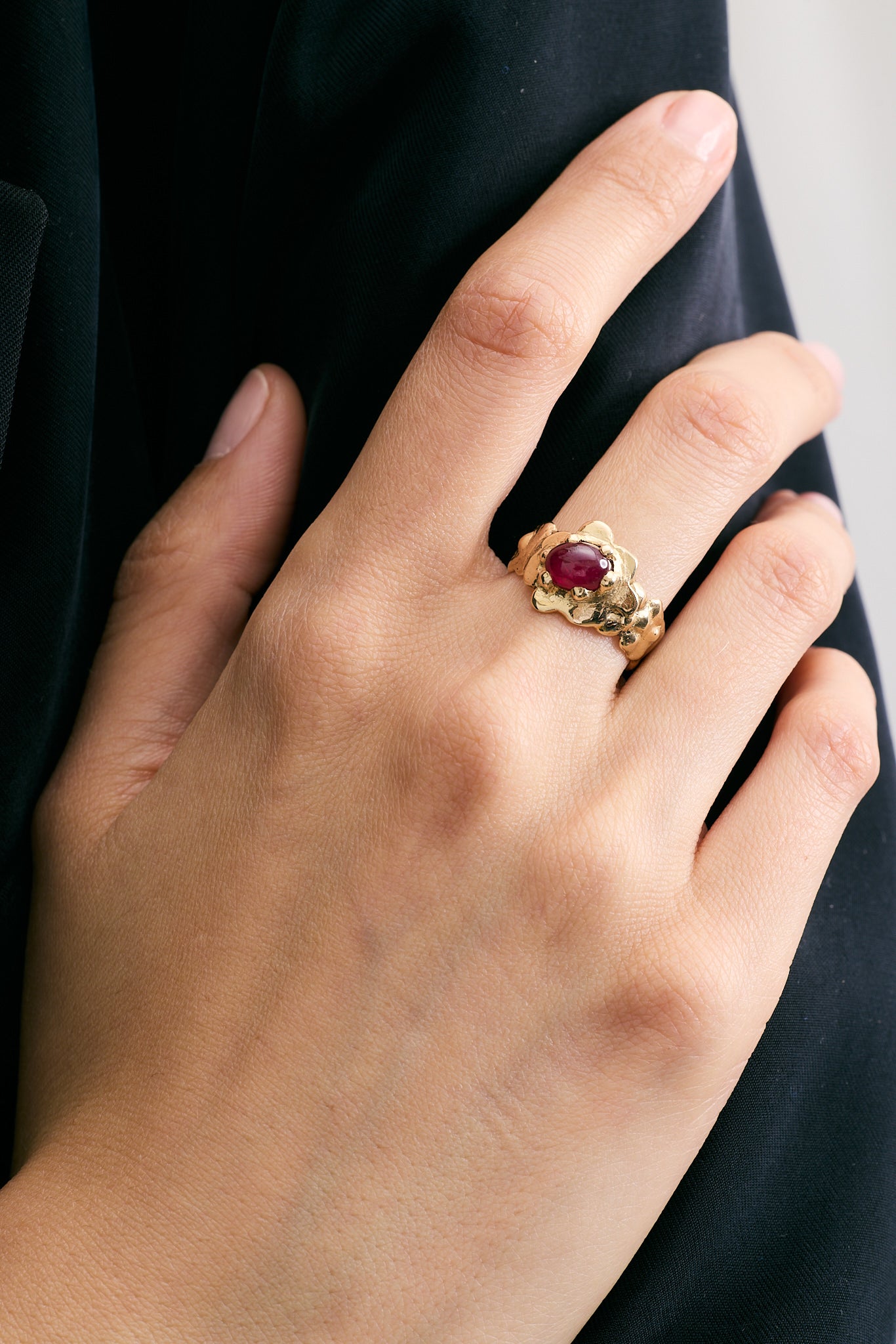Ruby Red Flower Ring