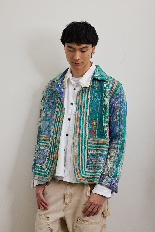 Kantha Jacket with Hand-Stiched Flower