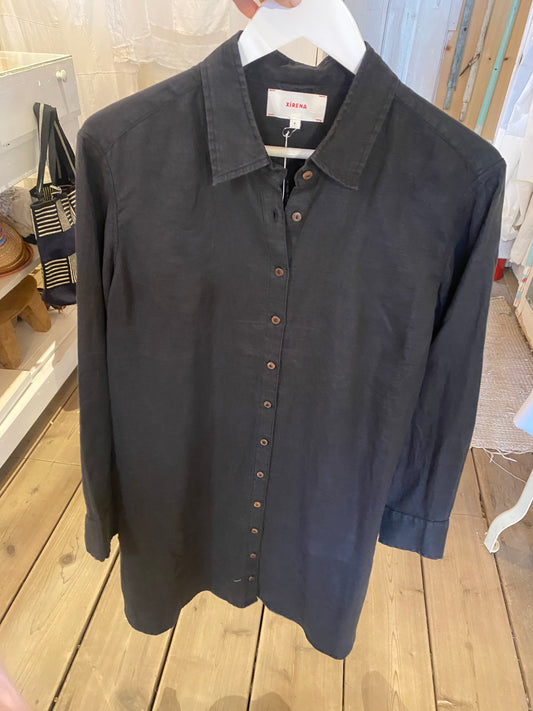 Xirena Black Linen Bobby Mediterranean Dress