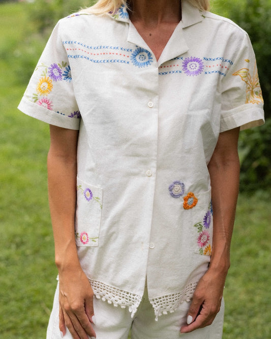 Short Sleeve White Button Down
