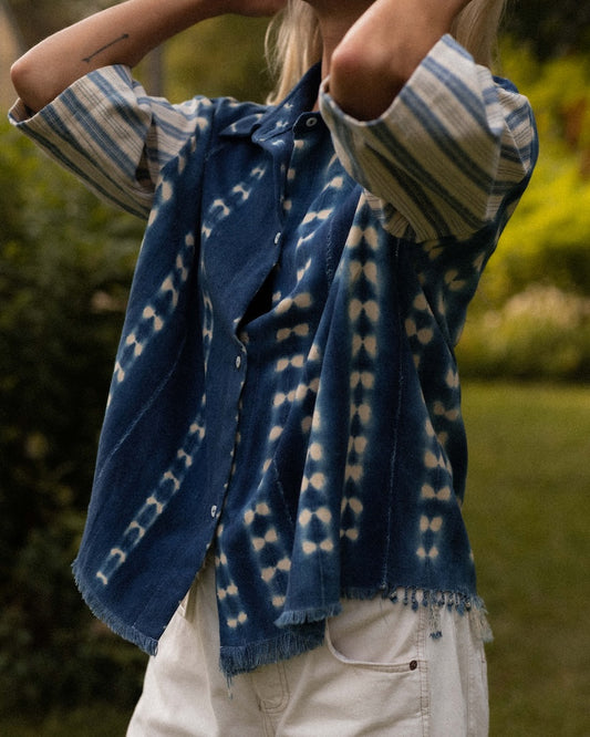 Contrast Shibori and Striped Shirt