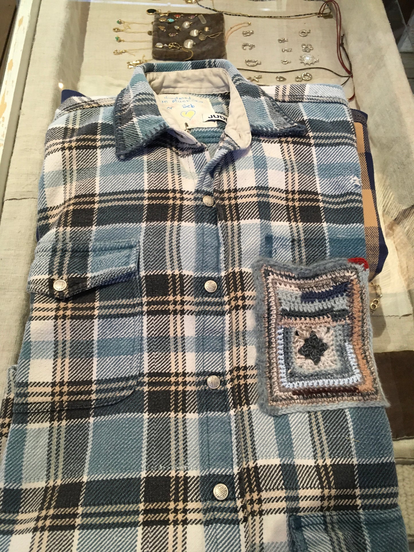 Custom turquoise flannel