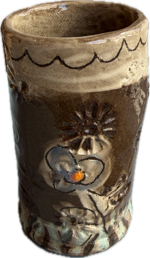 Brown flower small cup