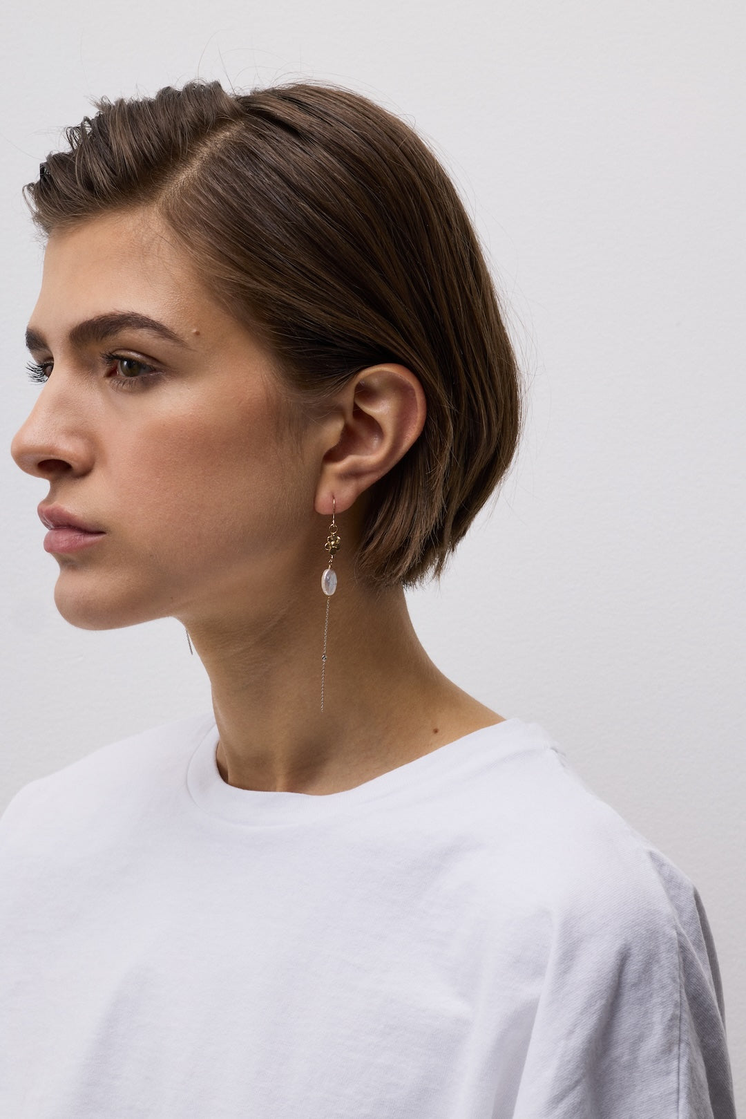 Diamond Flower Drop Earrings