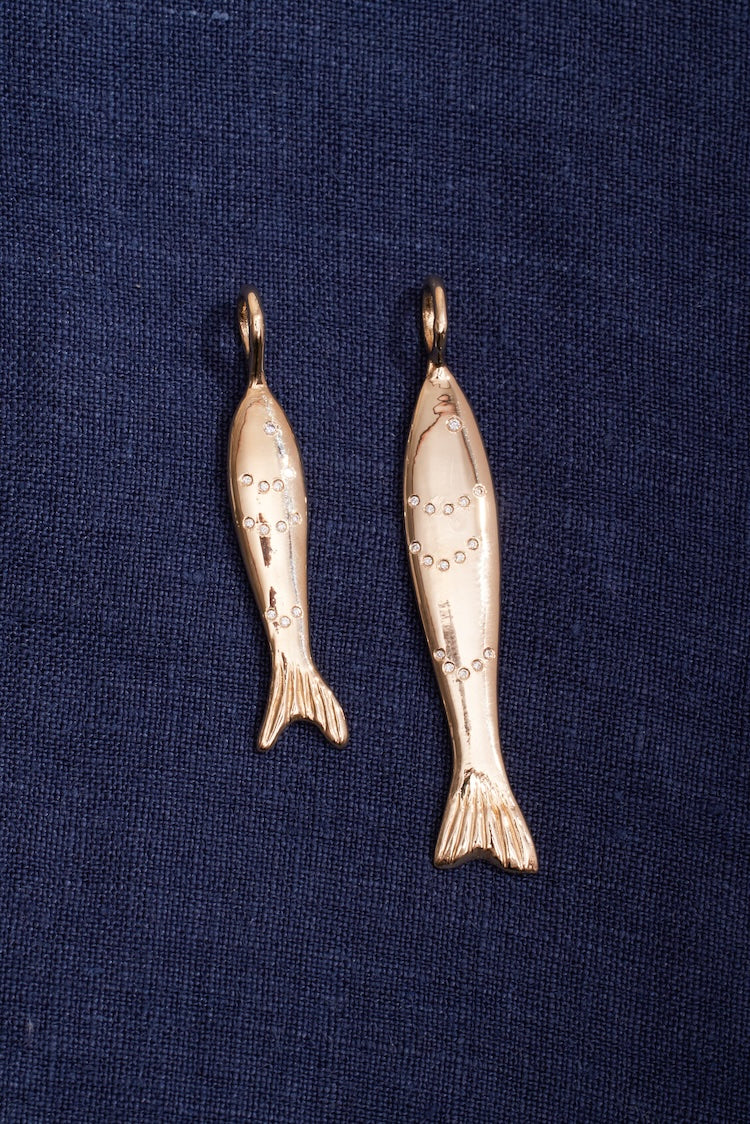 Gold Fish Pendant Diamonds