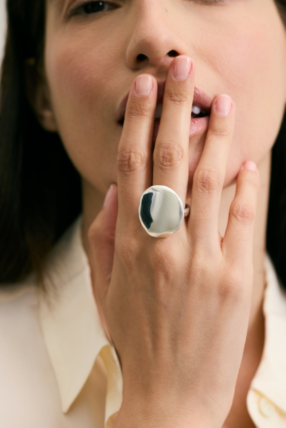 Round Dome Pebble Ring