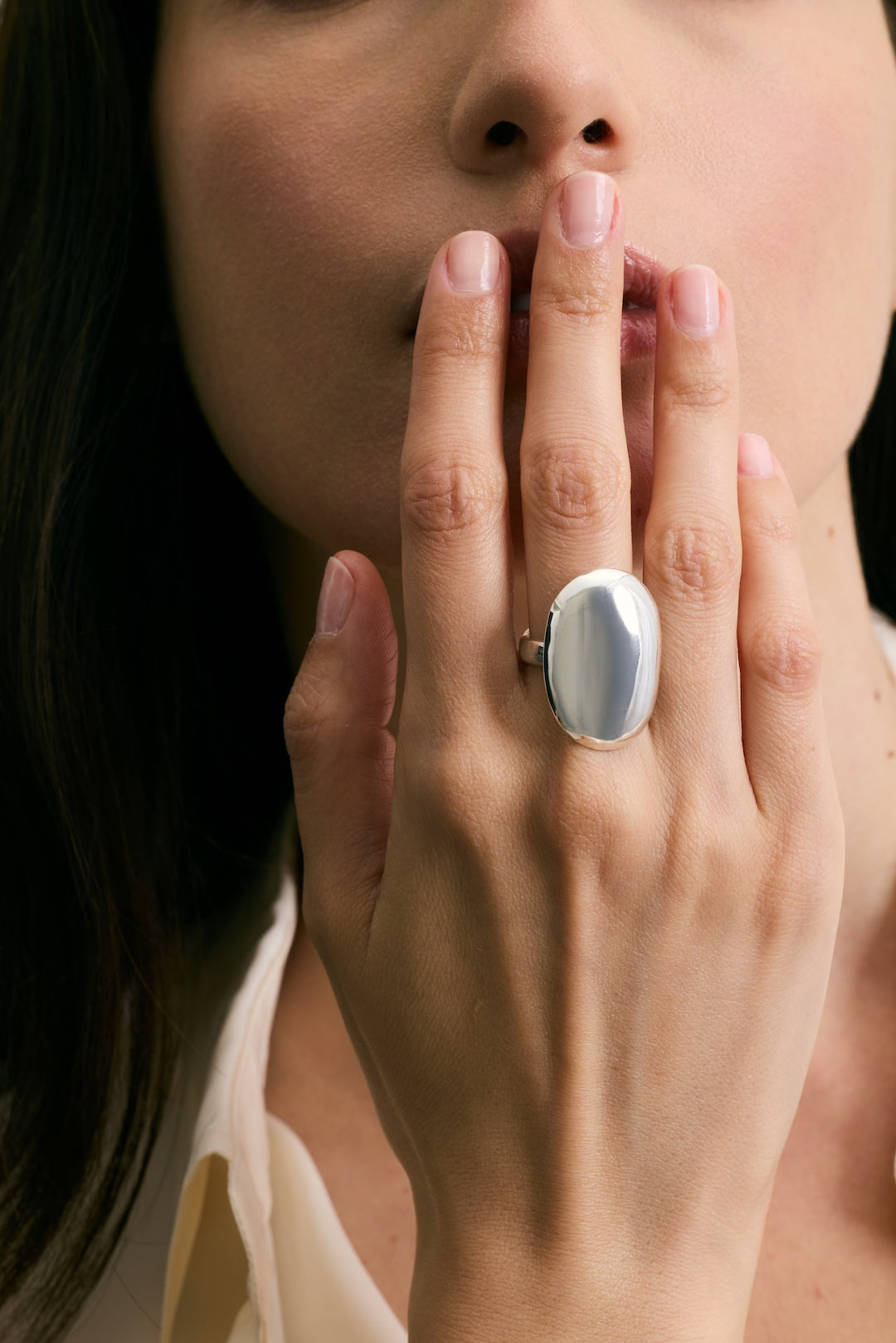 Long Dome Pebble Ring