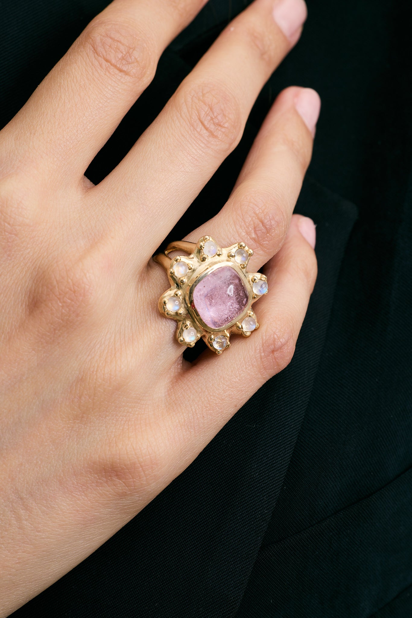 Morganite Flower Ring