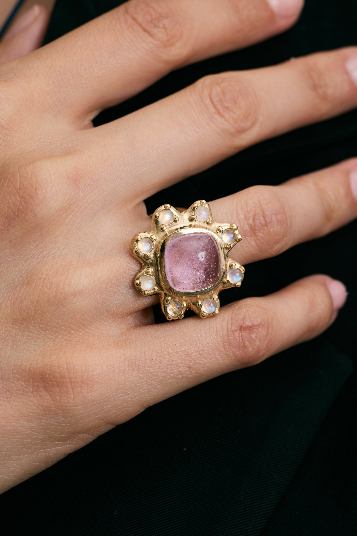 Morganite Flower Ring