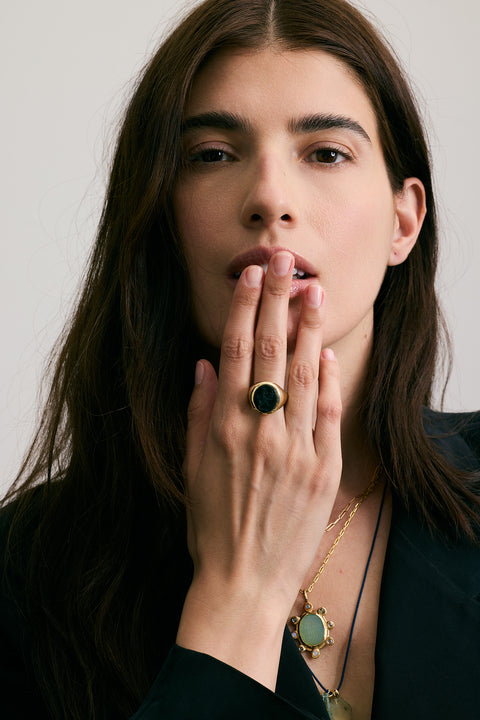 Large Oval Signet Gold with Engraved Intaglia