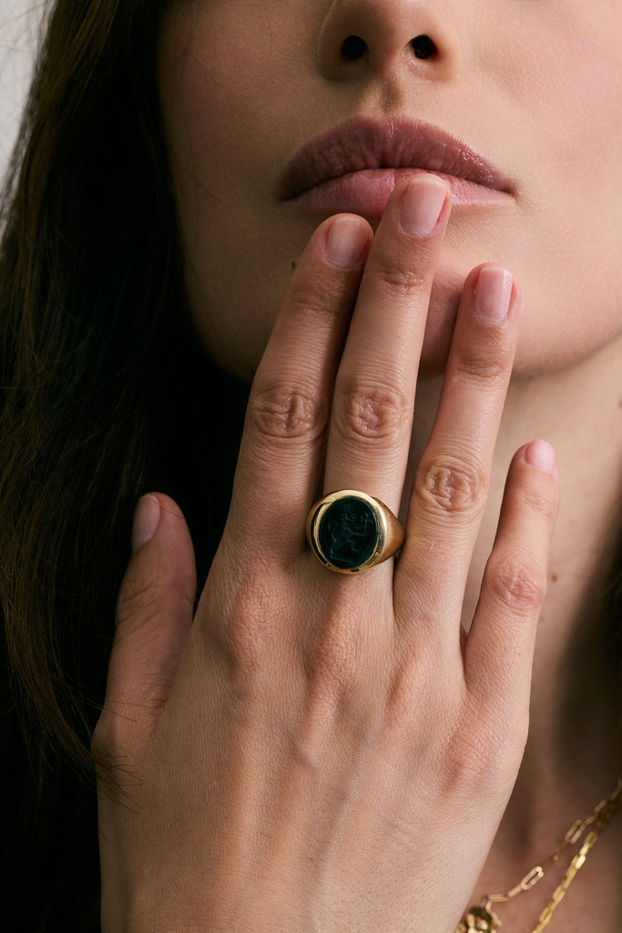 Large Oval Signet Gold with Engraved Intaglia