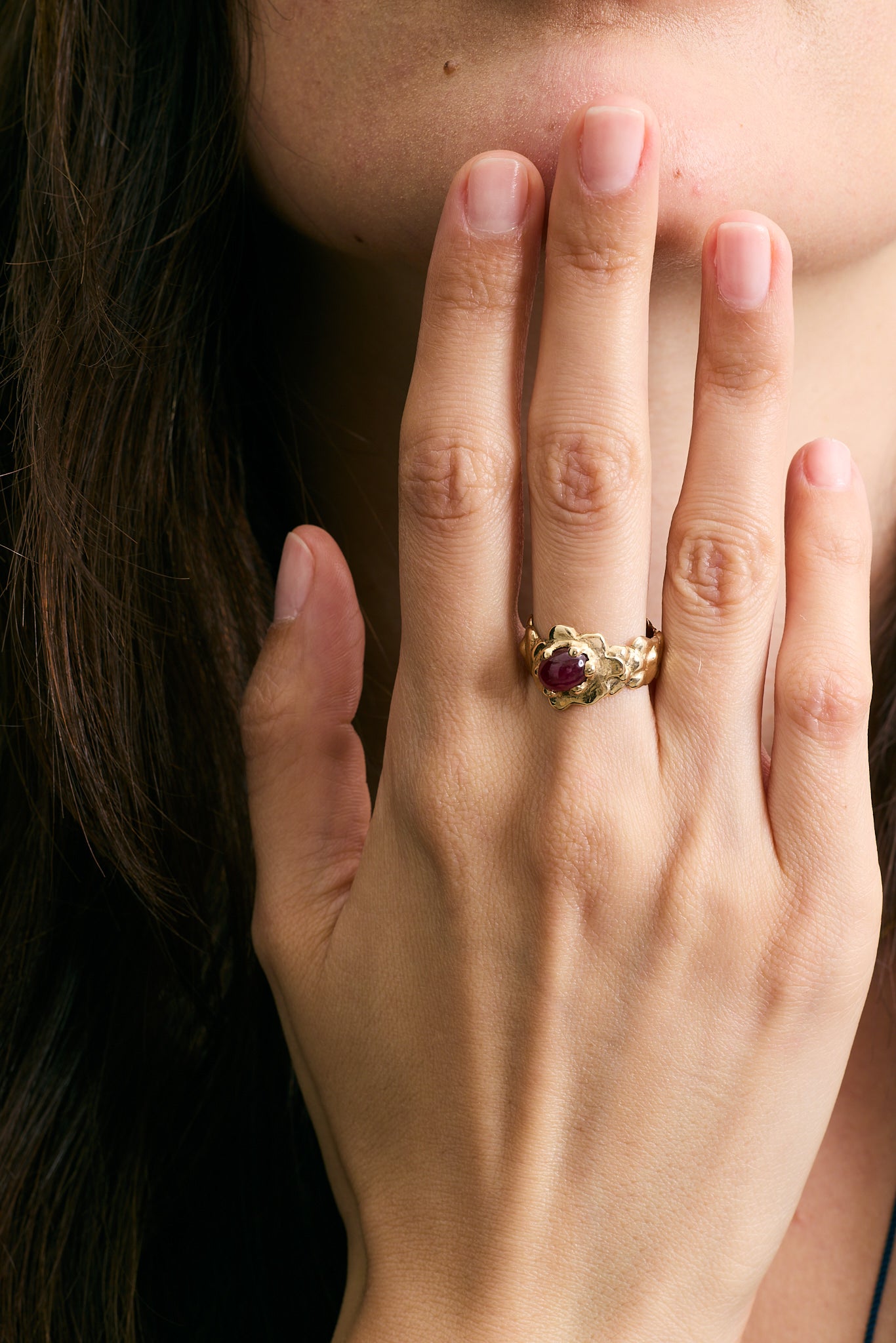 Ruby Red Flower Ring