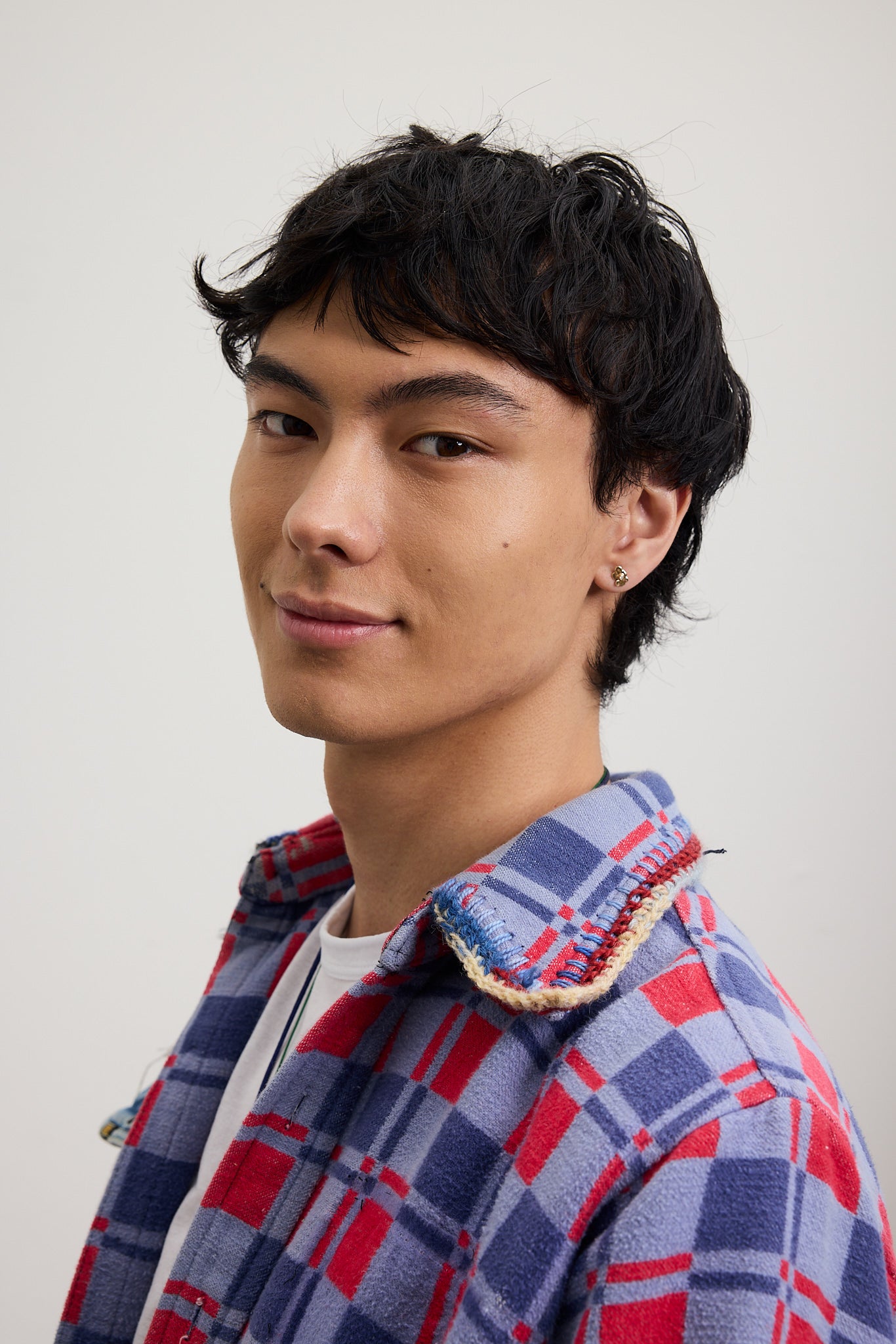 Gold Flower Stud Earrings with Diamond Center