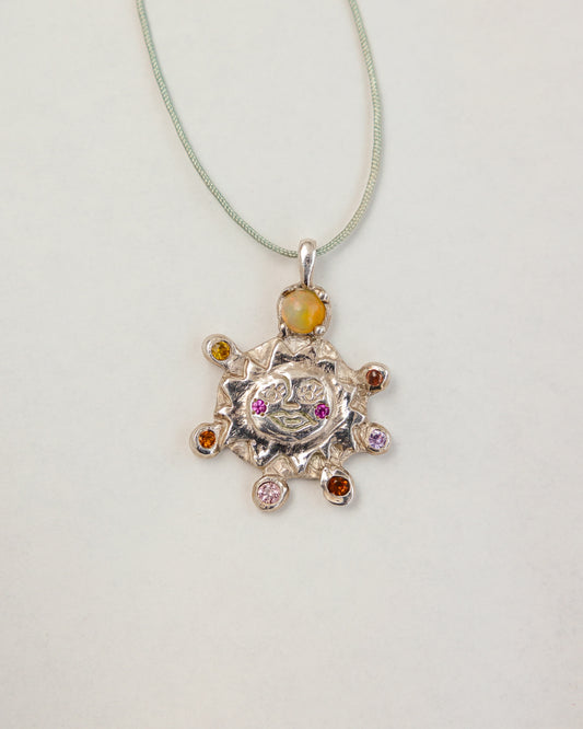 Sterling Silver Multi-stone Sun Charm