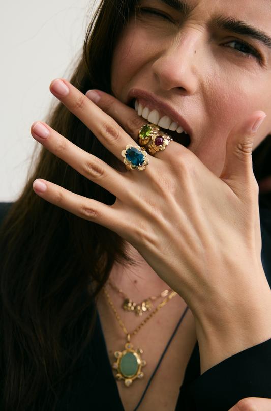 Ruby Red Flower Ring